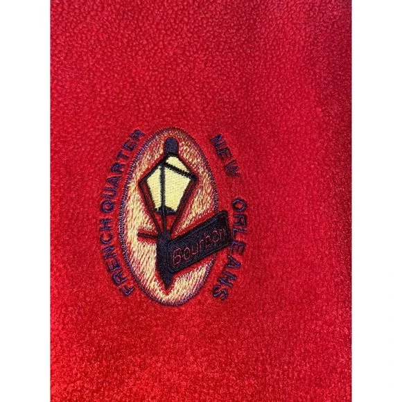 Coconut Pier Mens Lg Red Fleece Pullover French Quarter New Orleans Mardi Gras - Picture 3 of 8